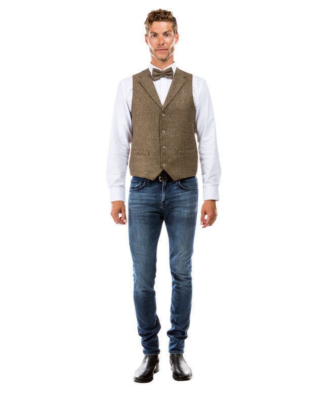 Tan Tweed Vest Bowtie Sean Alexander Set