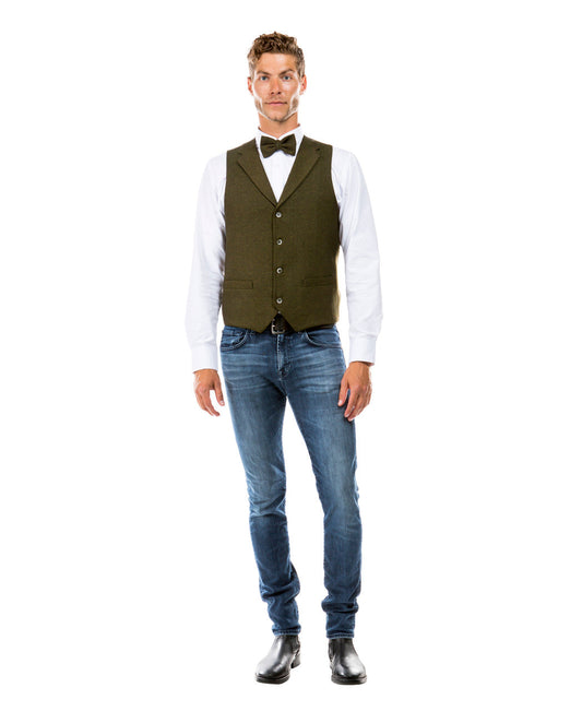 Olive Tweed Vest Bowtie Sean Alexander Set