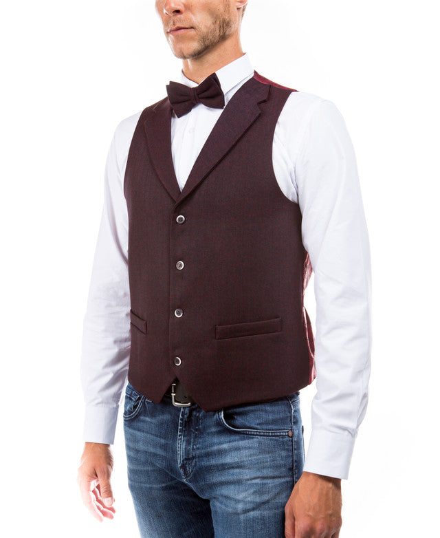 Burgundy Tweed Vest Bowtie Sean Alexander Set