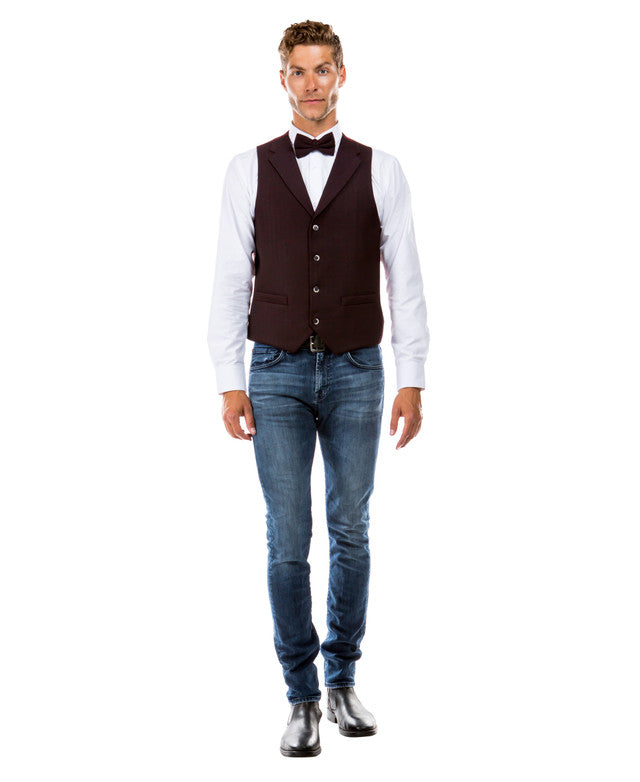 Burgundy Tweed Vest Bowtie Sean Alexander Set