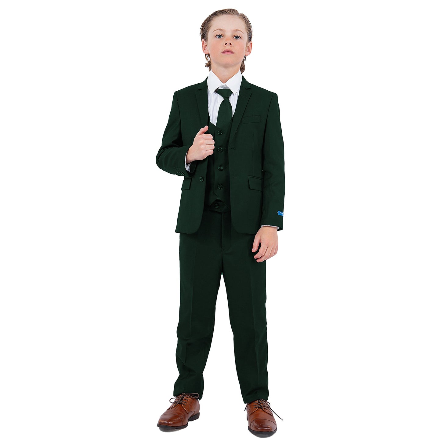 Green Notch Lapel 5 Piece Slim Fit Perry Ellis Boy's Suit