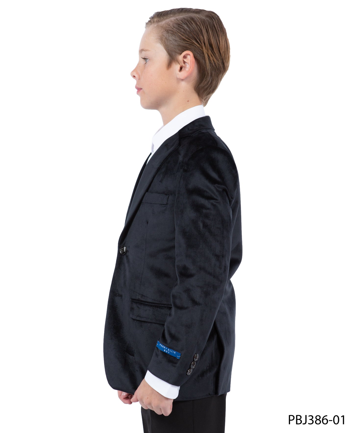 Black Velvet Notch Lapel Slim Fit Perry Ellis Boy's Blazer