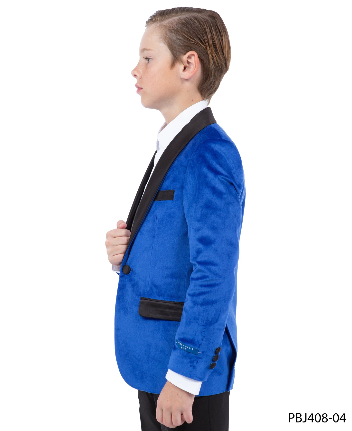 Royal Velvet Satin Shawl Lapel Slim Fit Perry Ellis Boy's Blazer