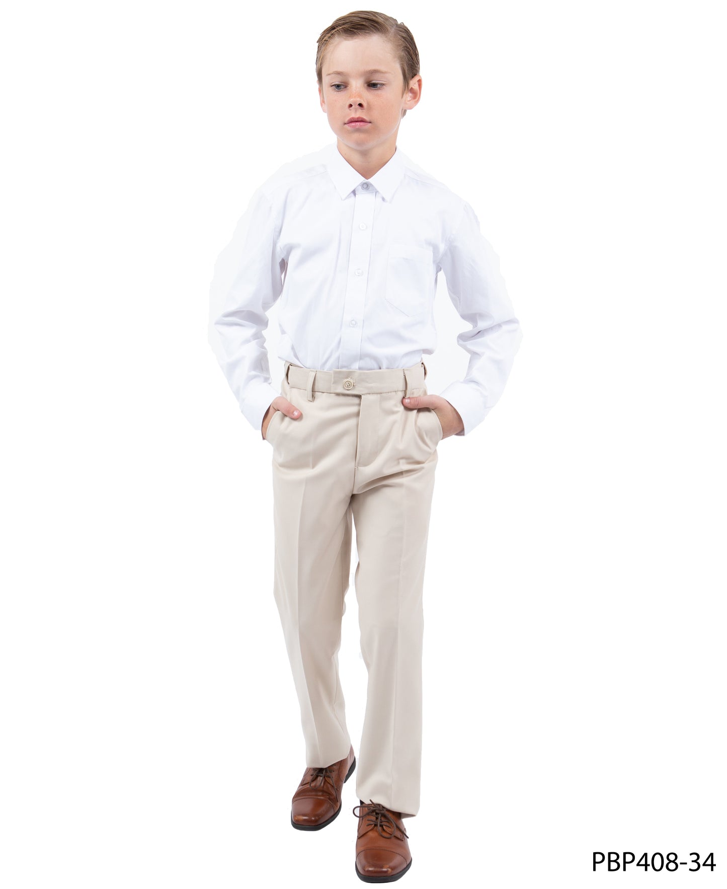 Tan Slim Fit Perry Ellis Boy's Pants