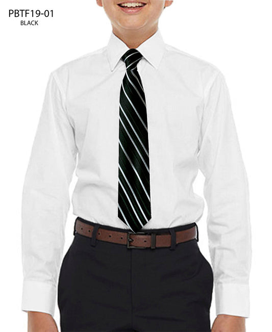 White Shirt With Black Tie Slim Fit Perry Ellis Boy's Shirt