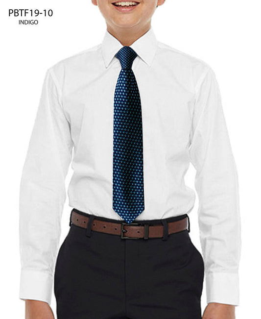 White Shirt With Indigo Tie Slim Fit Perry Ellis Boy's Shirt