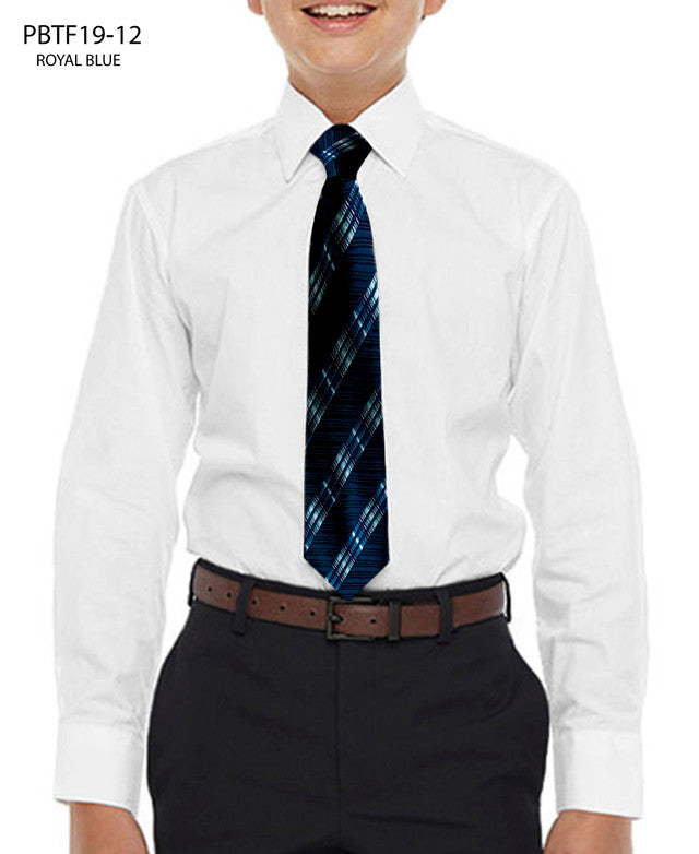 White Shirt With Royal Blue Tie Slim Fit Perry Ellis Boy's Shirt