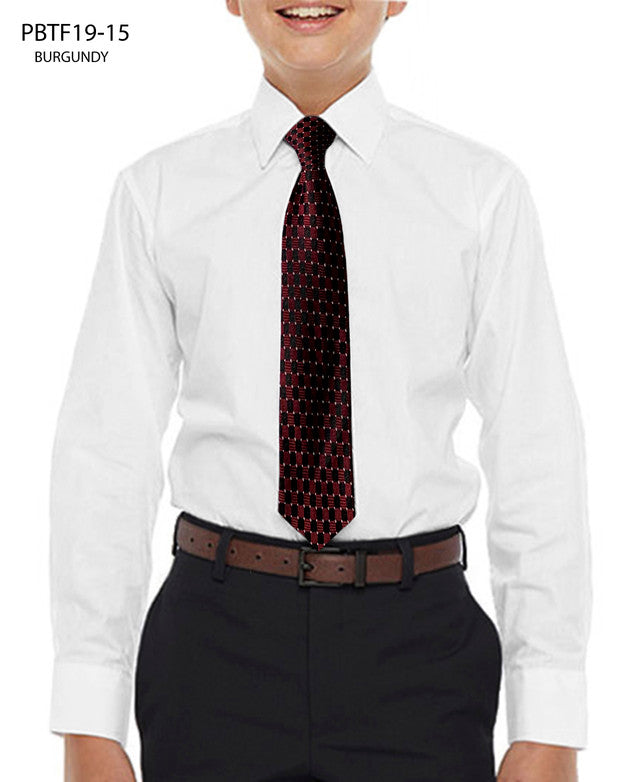 White Shirt With Burgundy Tie Slim Fit Perry Ellis Boy's Shirt