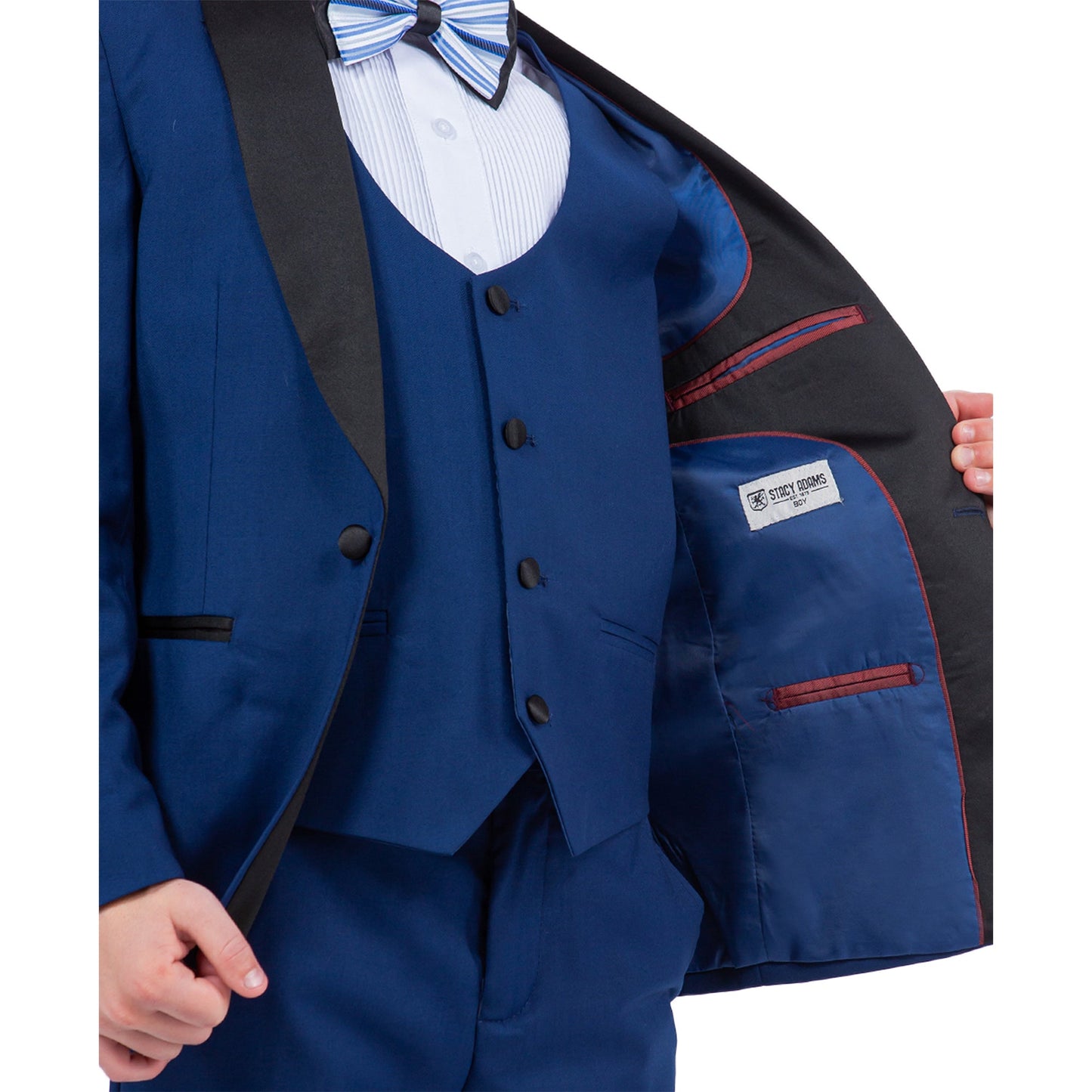 Indigo / Black Shawl Lapel 5 Piece Slim Fit Stacy Adams Boy's Tuxedo