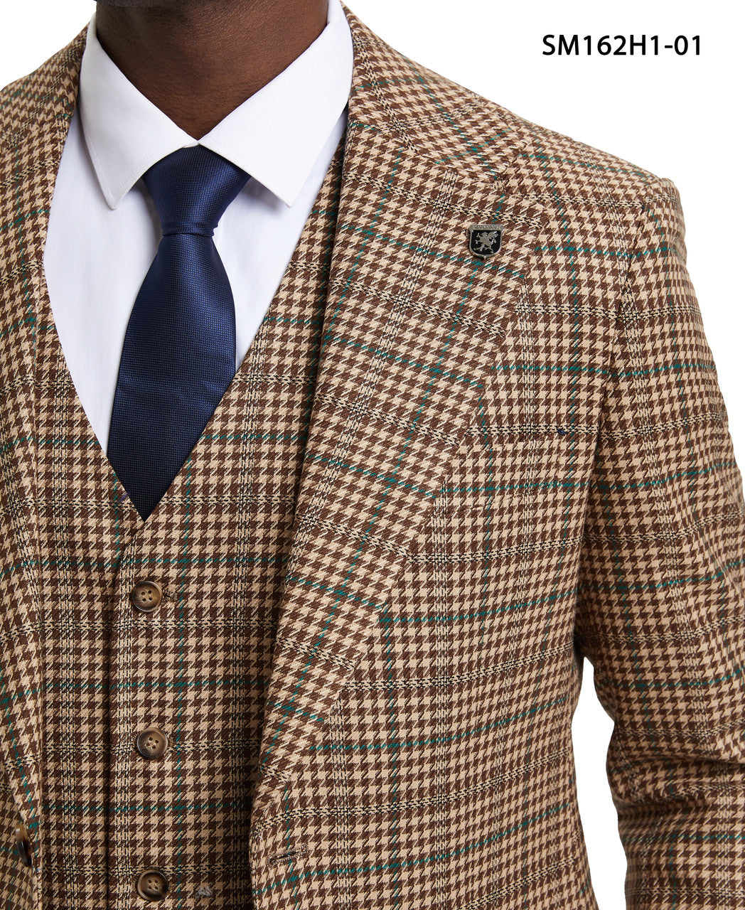 Brown Plaid 3 Piece Notch Lapel Stacy Adams Men's Hybrid Suit