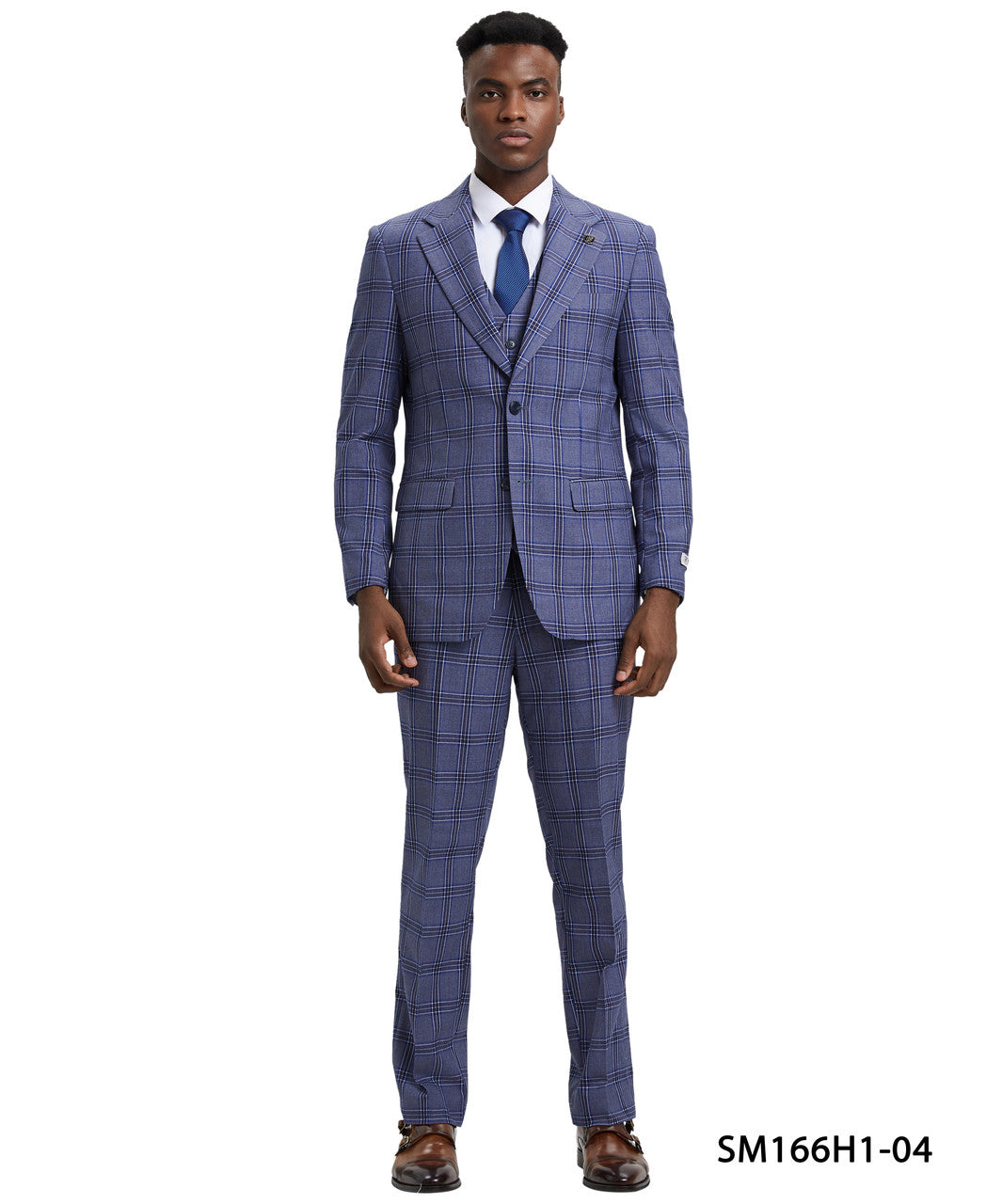 Purple Plaid 3 Piece Notch Lapel Stacy Adams Men's Hybrid Suit