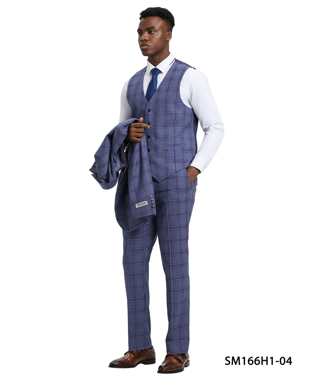 Purple Plaid 3 Piece Notch Lapel Stacy Adams Men's Hybrid Suit