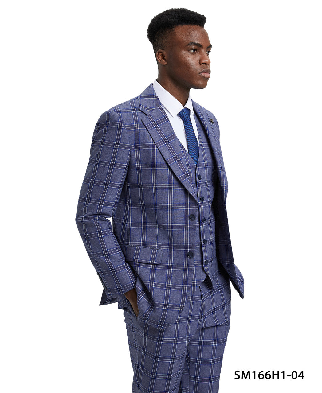 Purple Plaid 3 Piece Notch Lapel Stacy Adams Men's Hybrid Suit