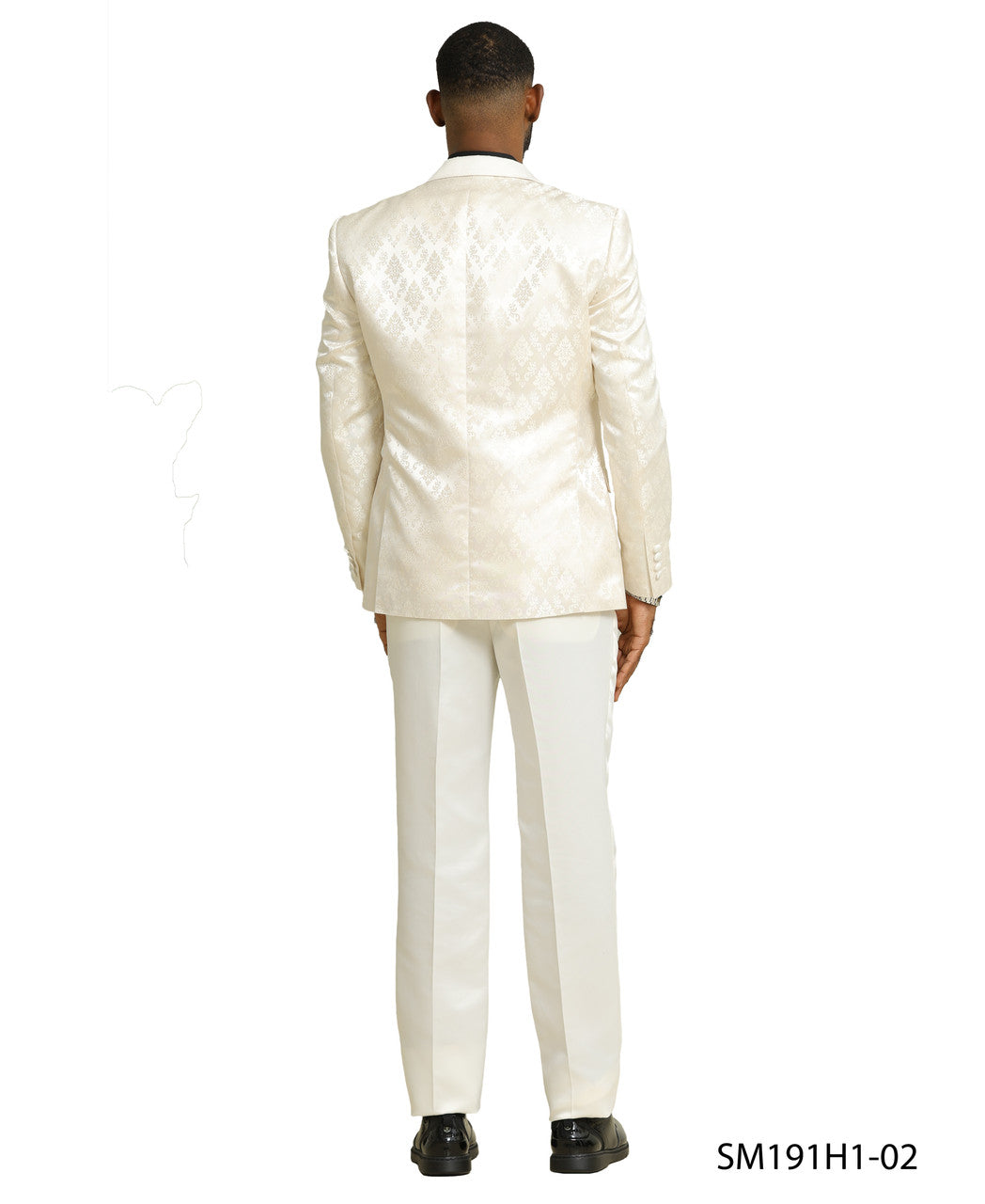 Ivory Floral Pattern 3 Piece Satin Peak Lapel Stacy Adams Men's Double Breasted Vest