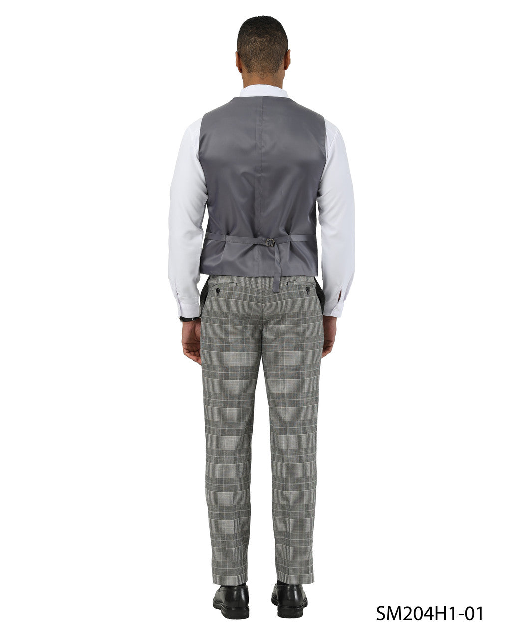 Light Gray Glen Plaid Notch Lapel 3 Piece Stacy Adams Men' Suit