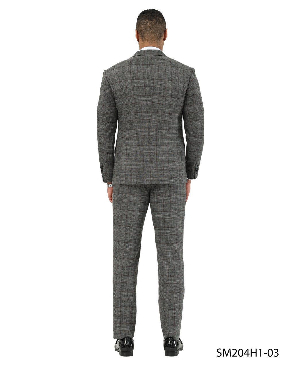 Black Glen Plaid Notch Lapel 3 Piece Stacy Adams Men' Suit