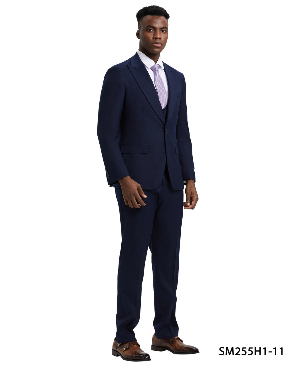 Solid Navy/Blue 3 Piece Peak Lapel Stacy Adams Men's Hybrid Suit