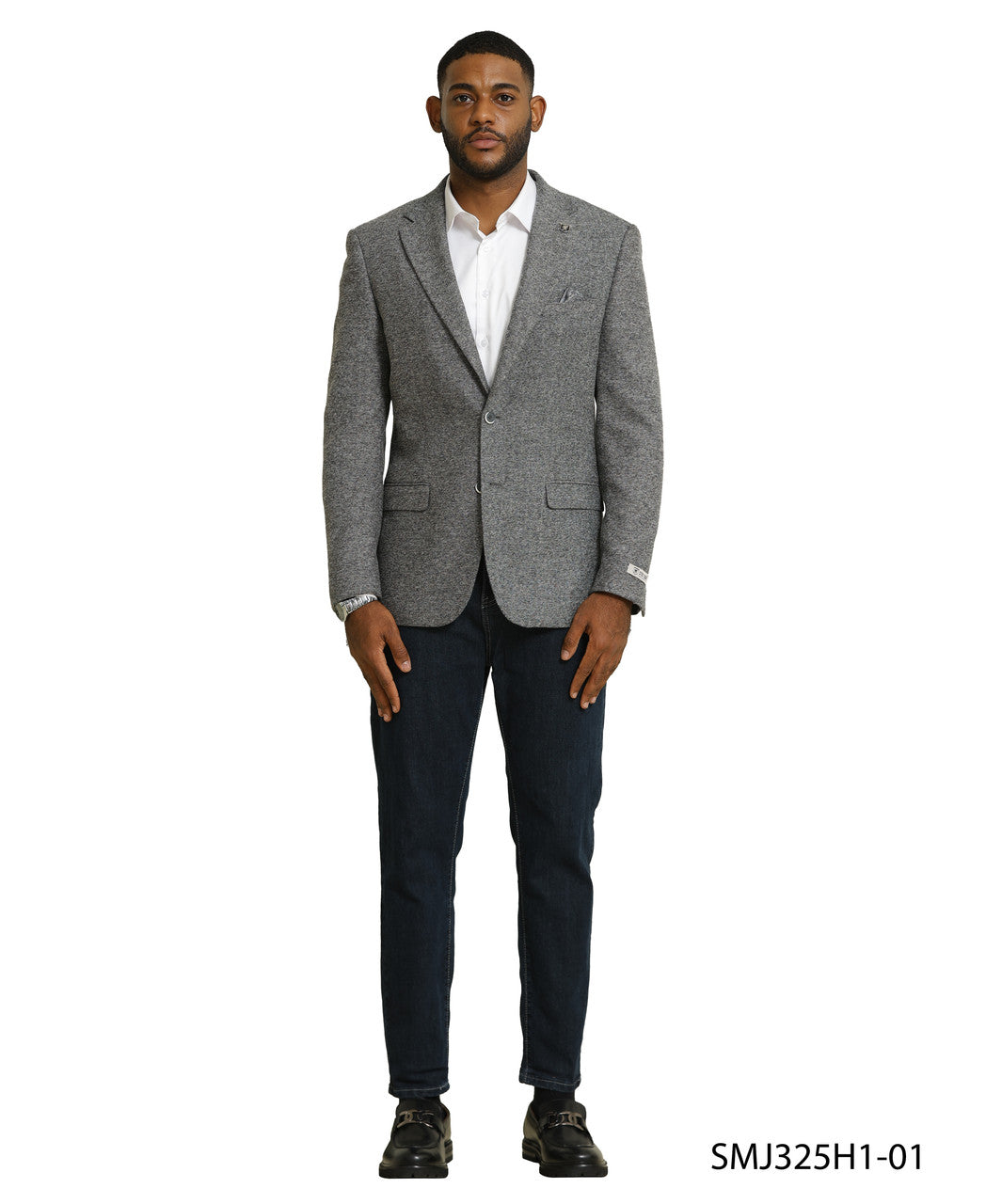 Grey Tweed  Notch Lapel Stacy Adams Men's Jacket