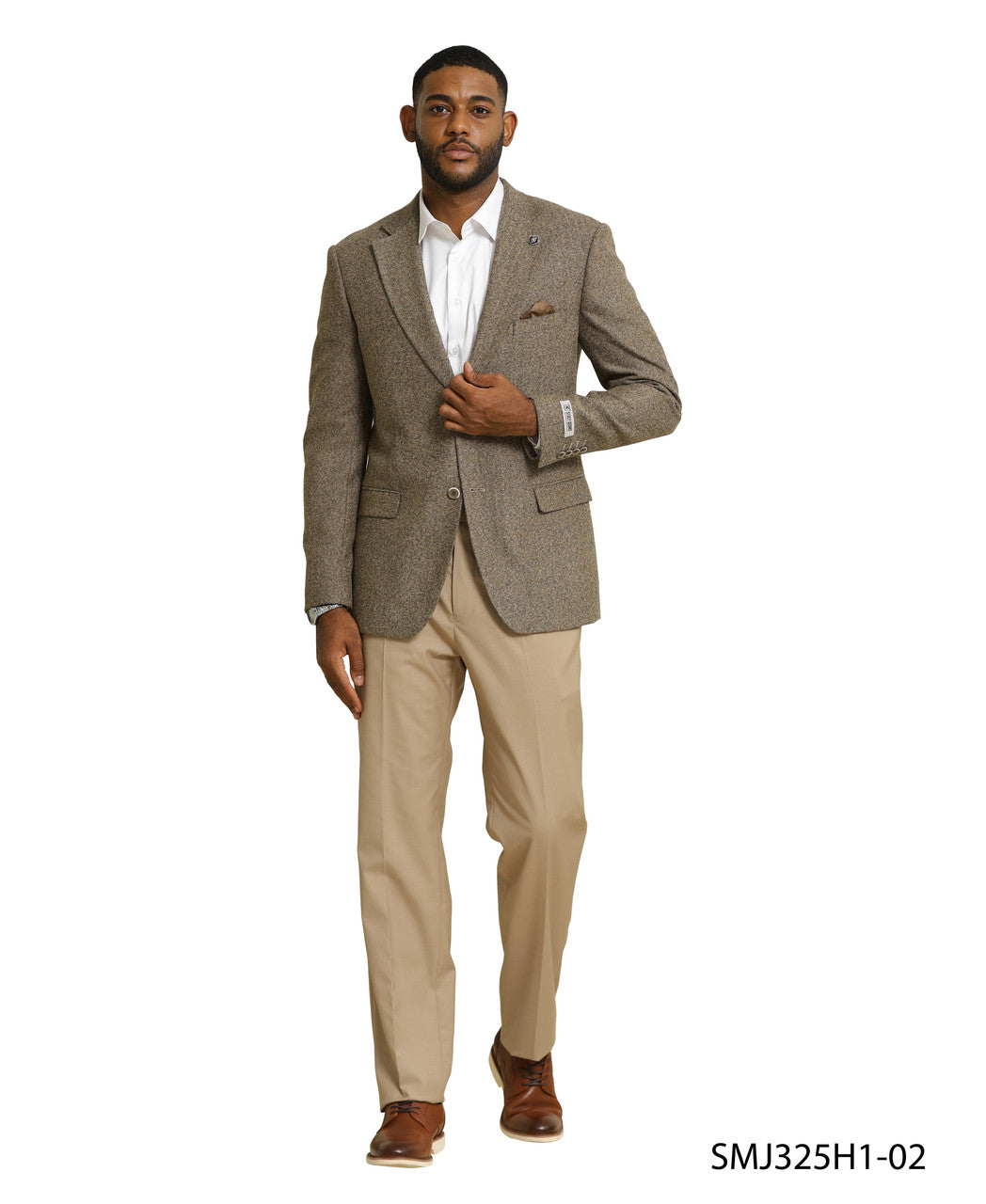 Tan Tweed  Notch Lapel Stacy Adams Men's Jacket