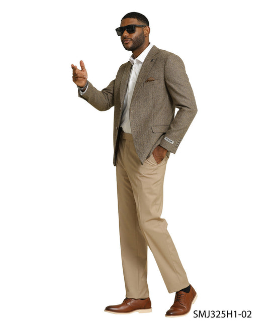 Tan Tweed  Notch Lapel Stacy Adams Men's Jacket